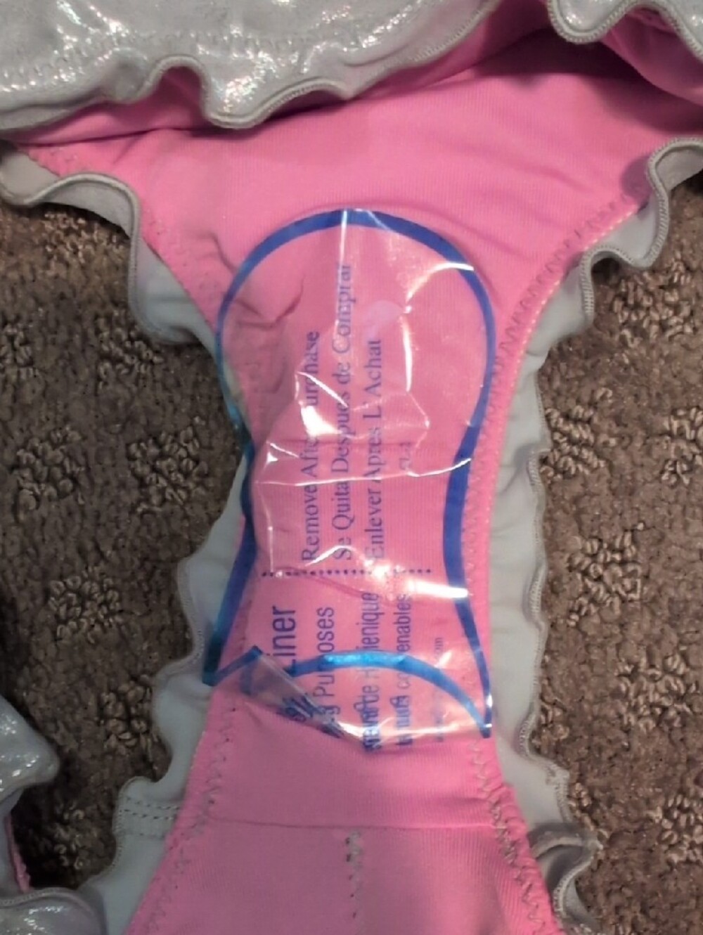 Shimmery Silver Bikini Set with Pink Lining - Picture 4 of 9